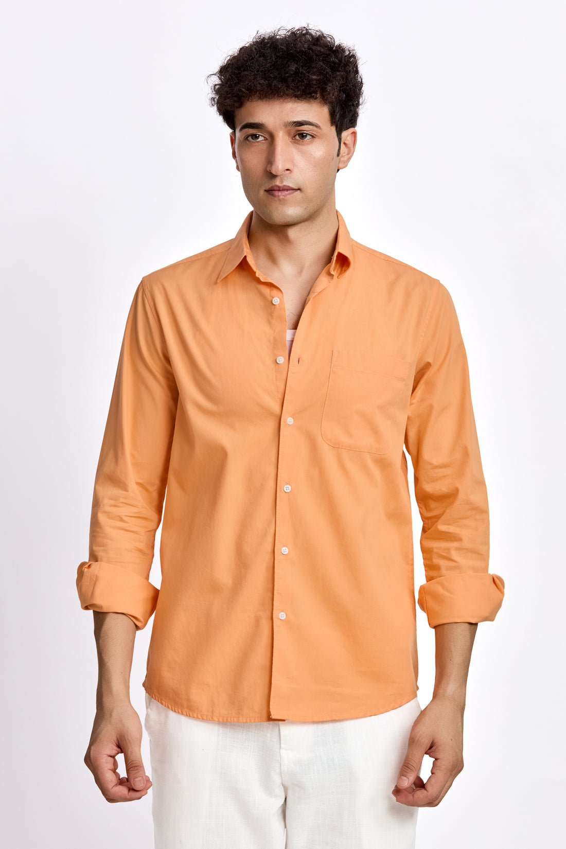 ORANGE POPLIN  REGULAR FIT SHIRT