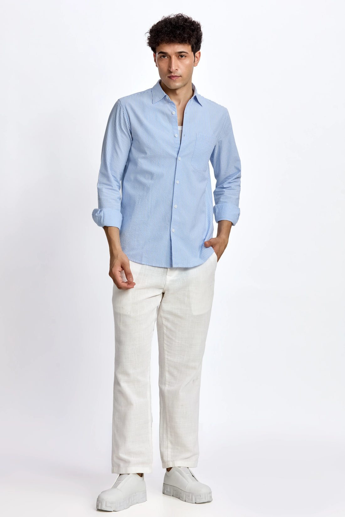 SEER SUCKER TEXTURED REGULAR FIT SHIRT