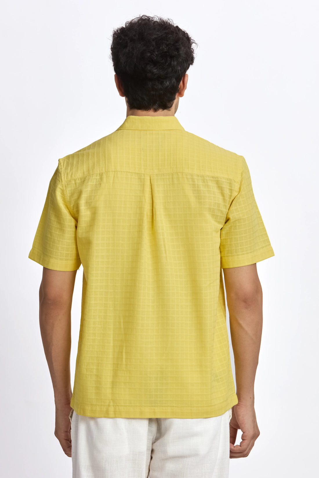 YELLOW TEXTURED BOXY FIT SHIRT