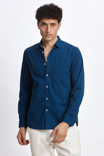 NAVY POPLIN REGULAR FIT SHIRT