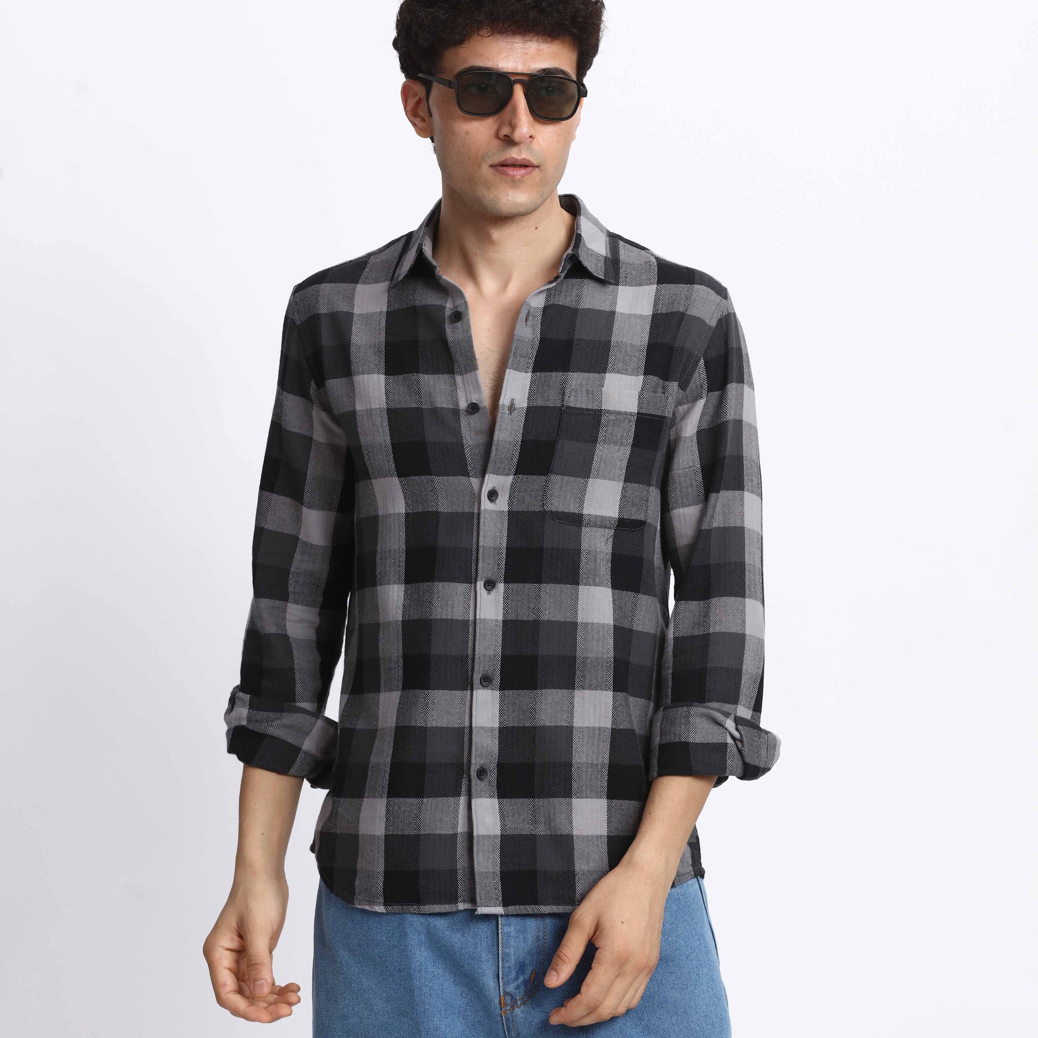 BLACK CHECK REGULAR FIT SHIRT