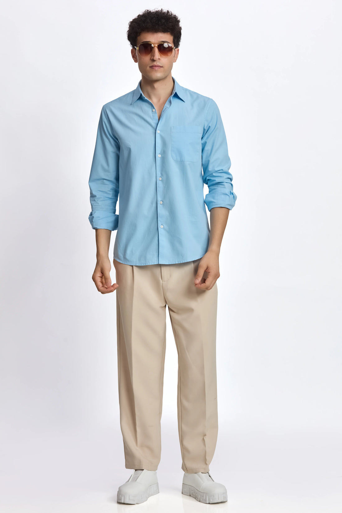 SKY BLUE POPLIN REGULAR FIT SHIRT