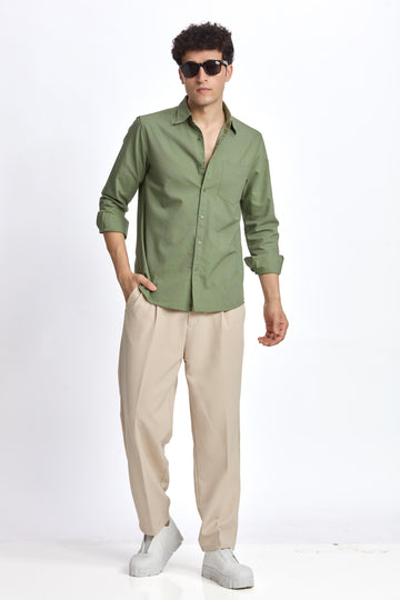 OLIVE OXFORD REGULAR FIT SHIRT