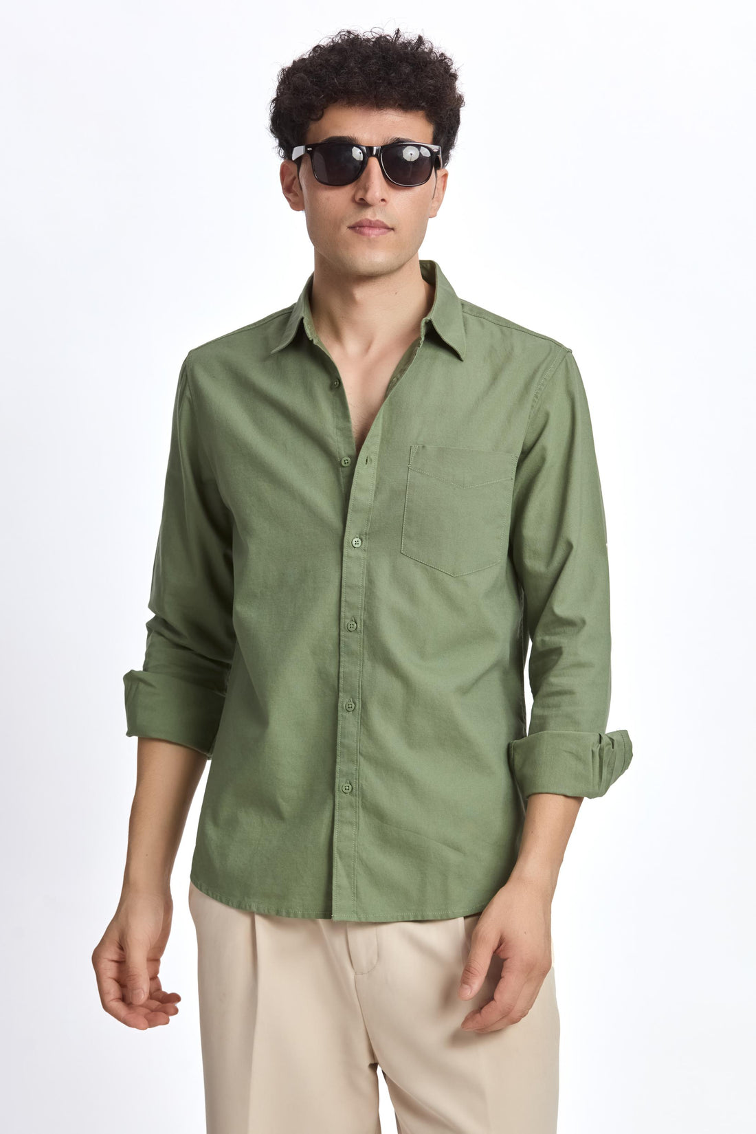 OLIVE OXFORD REGULAR FIT SHIRT