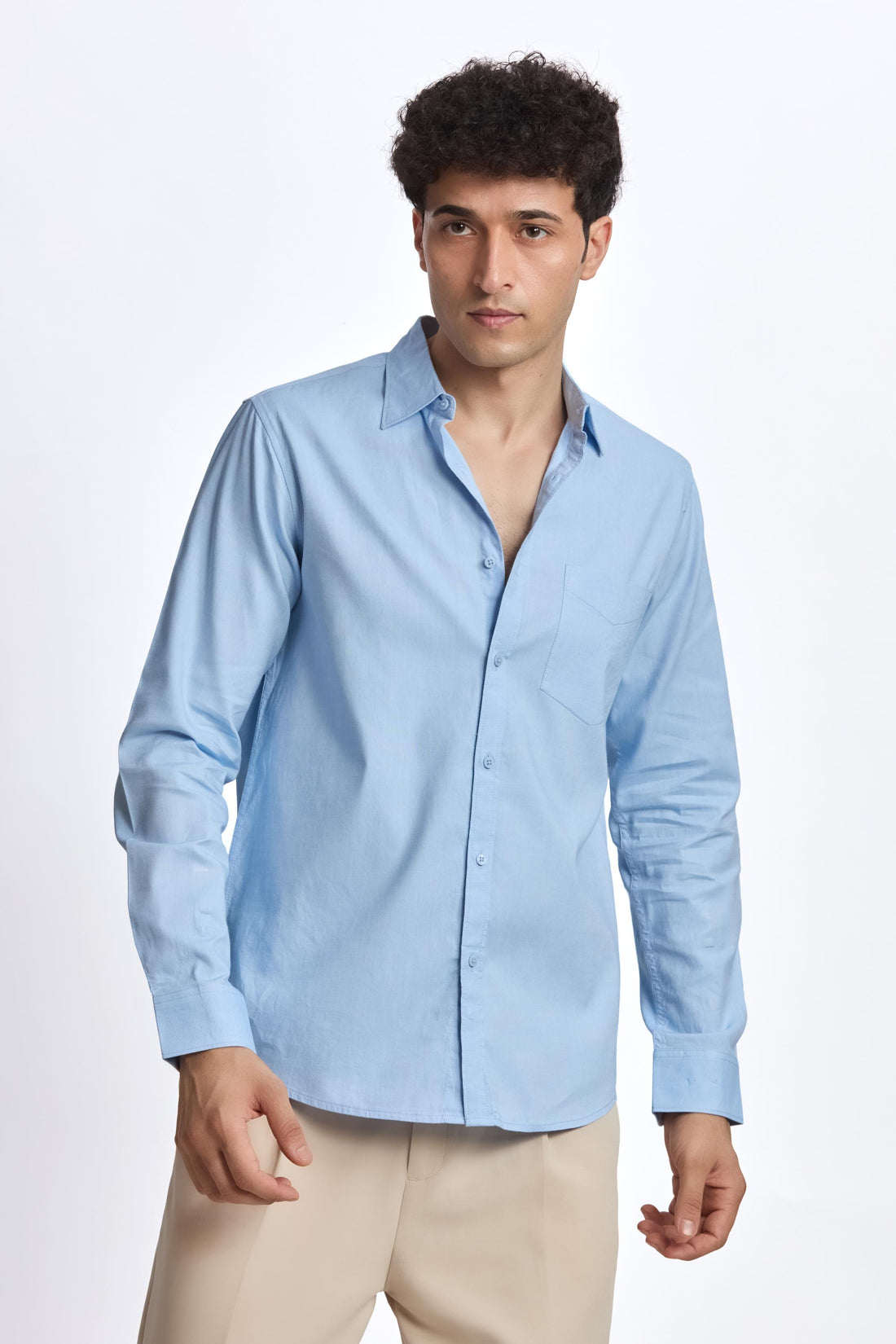 SKY BLUE POPLIN REGULAR FIT SHIRT