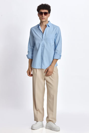 SKY BLUE POPLIN REGULAR FIT SHIRT