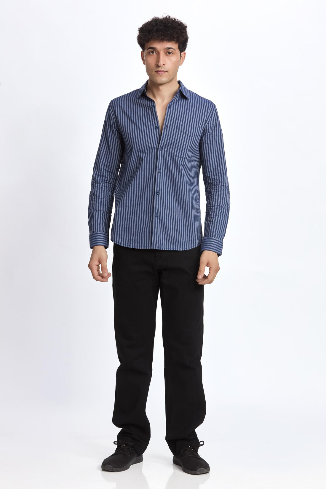 NAVY STRIPE REGULAR FIT SHIRT