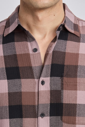 BROWN CHECK  REGULAR FIT SHIRT