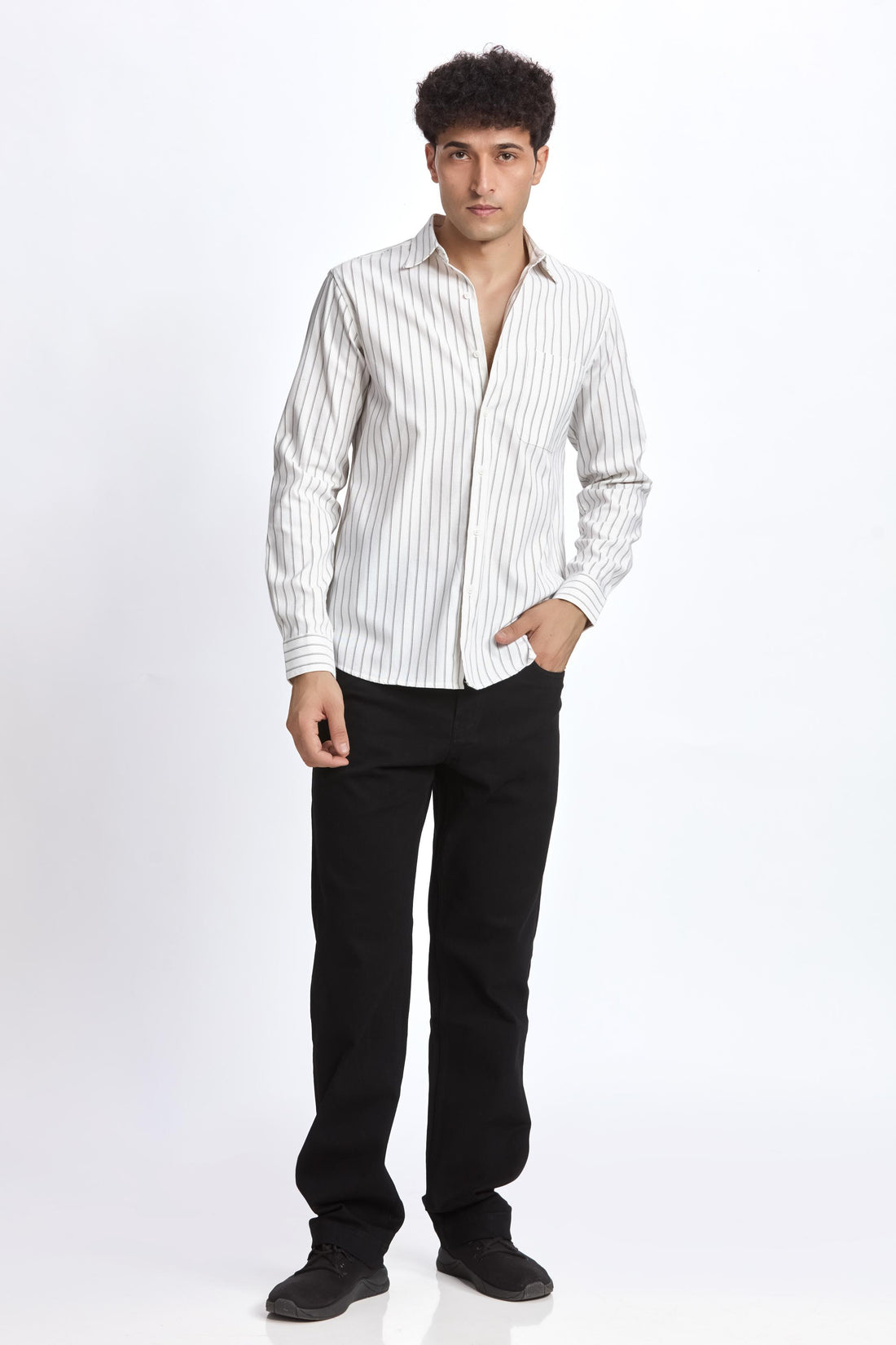 WHITE STRIPE REGULAR FIT SHIRT