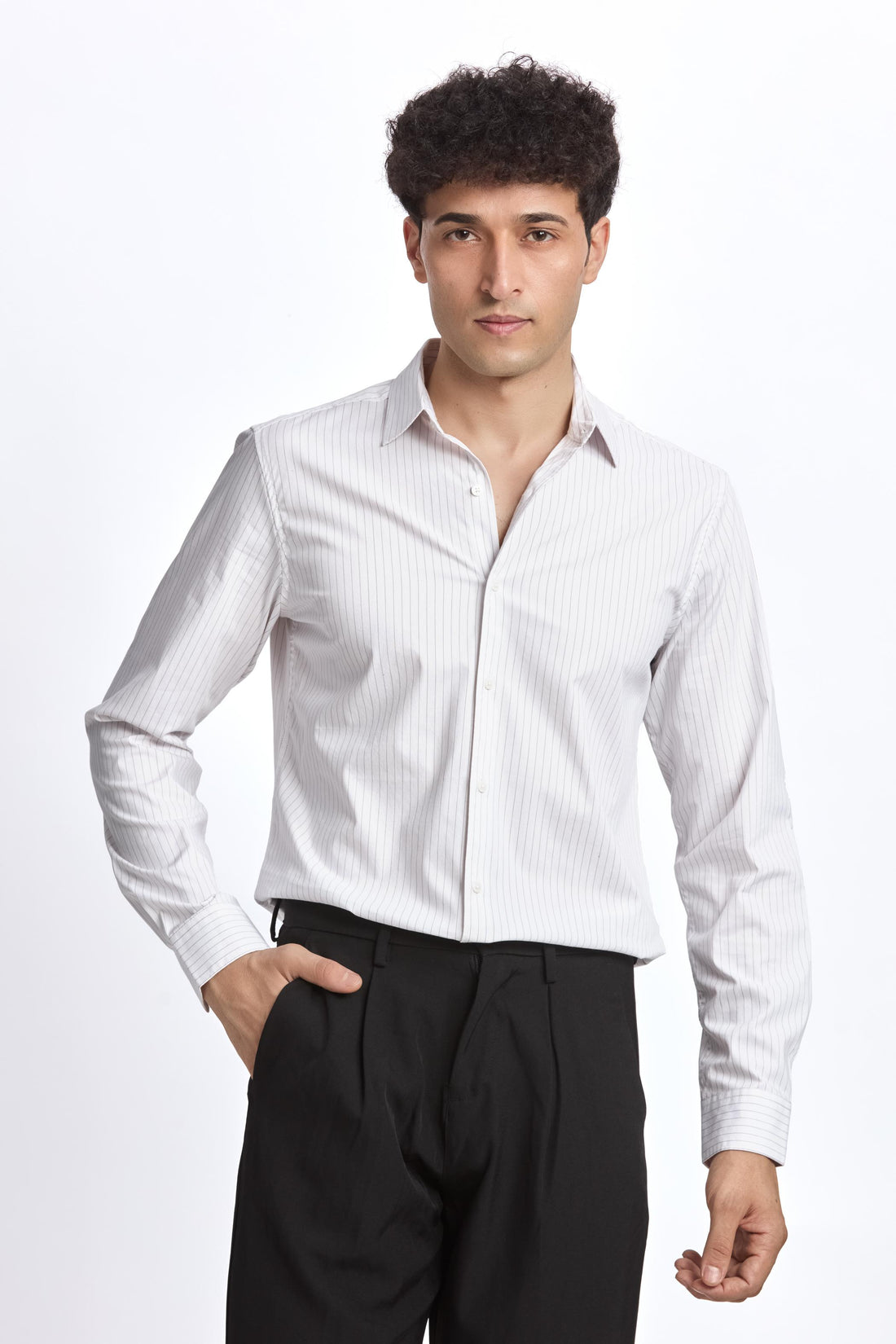 WHITE STRIPE  SLIM FIT SHIRT