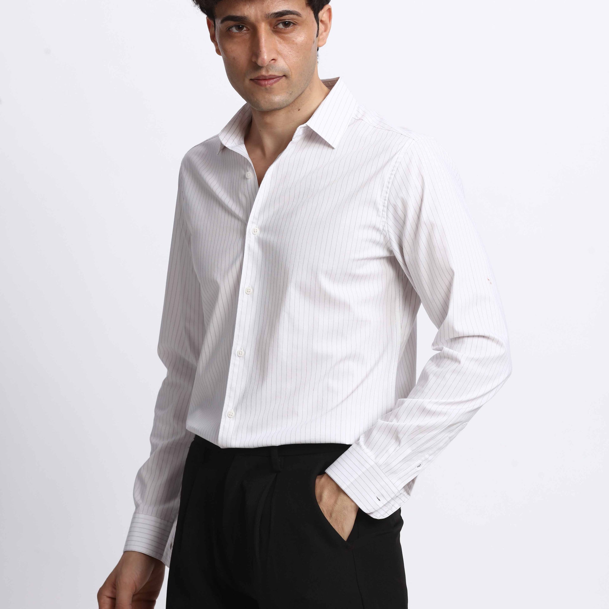 WHITE STRIPE SLIM FIT SHIRT (Copy)