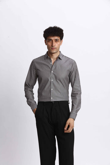 BLACK STRIPE SLIM FIT SHIRT
