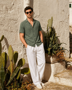 XKIND'S Muted Sage Green Relaxed Fit 100% Cotton Solid Shirt.
