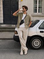 XKIND'S Sage Green Relaxed Fit 100% Cotton Solid Shirt.