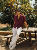 XKIND'S Maroon Relaxed Fit 100% Cotton Solid Shirt.