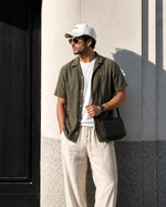 XKIND'S Olive Relaxed Fit 100% Cotton Solid Shirt.