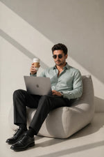 JONESBURG'S Mint 100% Cotton Slim Fit Solid Shirt