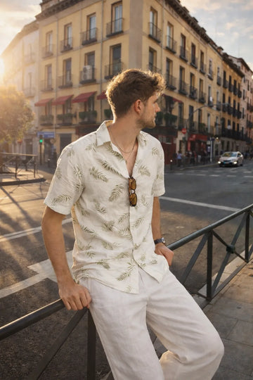 XKIND'S Green 100% Cotton Regular Fit Printed Shirts for Men.
