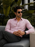 JONESBURG'S Pink 100% Cotton Slim Fit Solid Shirt