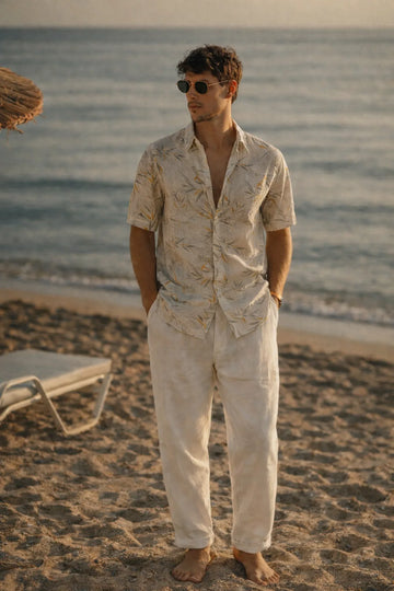 XKIND'S Yellow 100% Cotton Regular Fit Printed Shirts for Men.