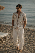 Dark Brown Printed Shirt for Men Casual Regular Fit