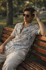 Navy Printed Shirt for Men Regular Fit - XKIND