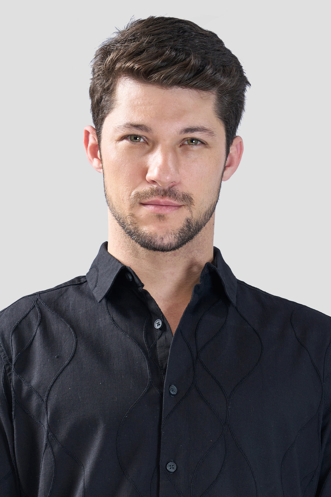 XKIND BLACK EMBROIDERY FULL SLEEVE SLIM FIT SHIRT