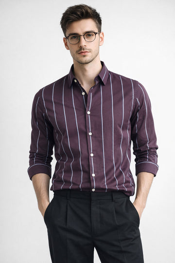 PURPLE STRIPE SLIM FIT FORMAL SHIRT