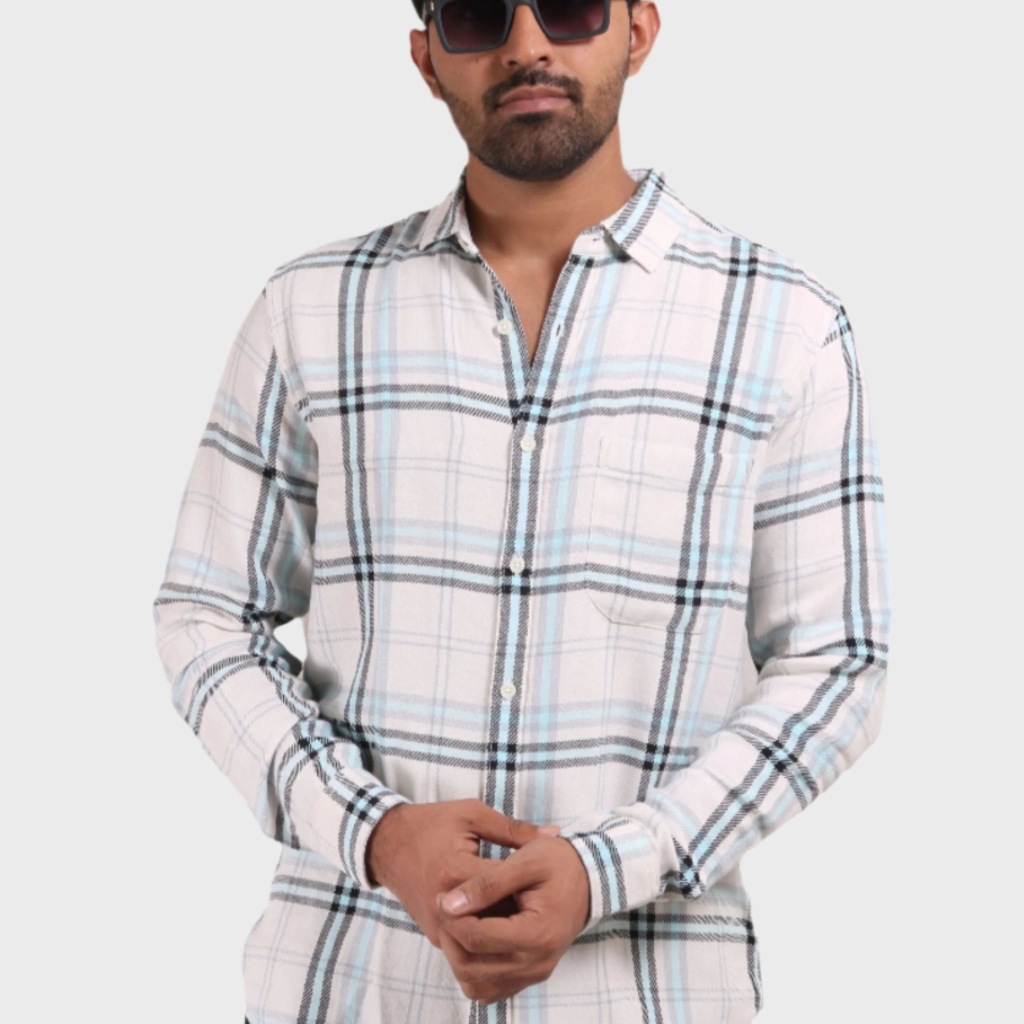 XKIND BLUE CHECKS REGULAR FIT SHIRT