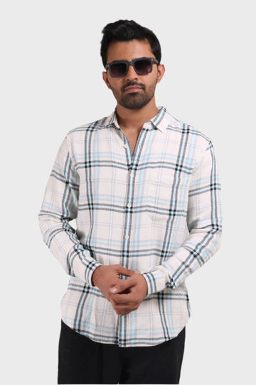 XKIND BLUE CHECKS REGULAR FIT SHIRT