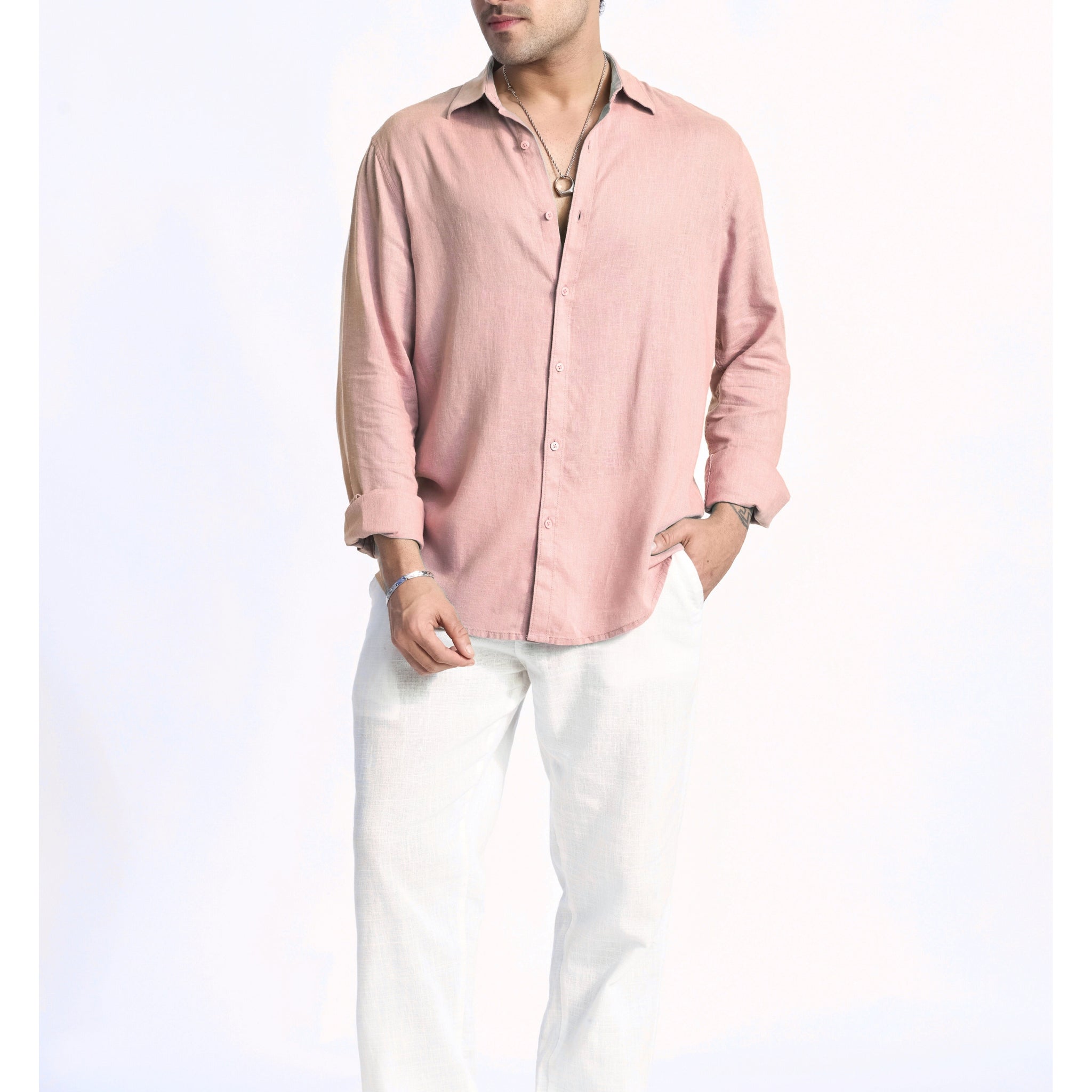 SOFT PEACH LINEN BLEND SHIRT