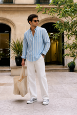XKIND'S REGULAR FIT BLUE STRIPE SHIRT
