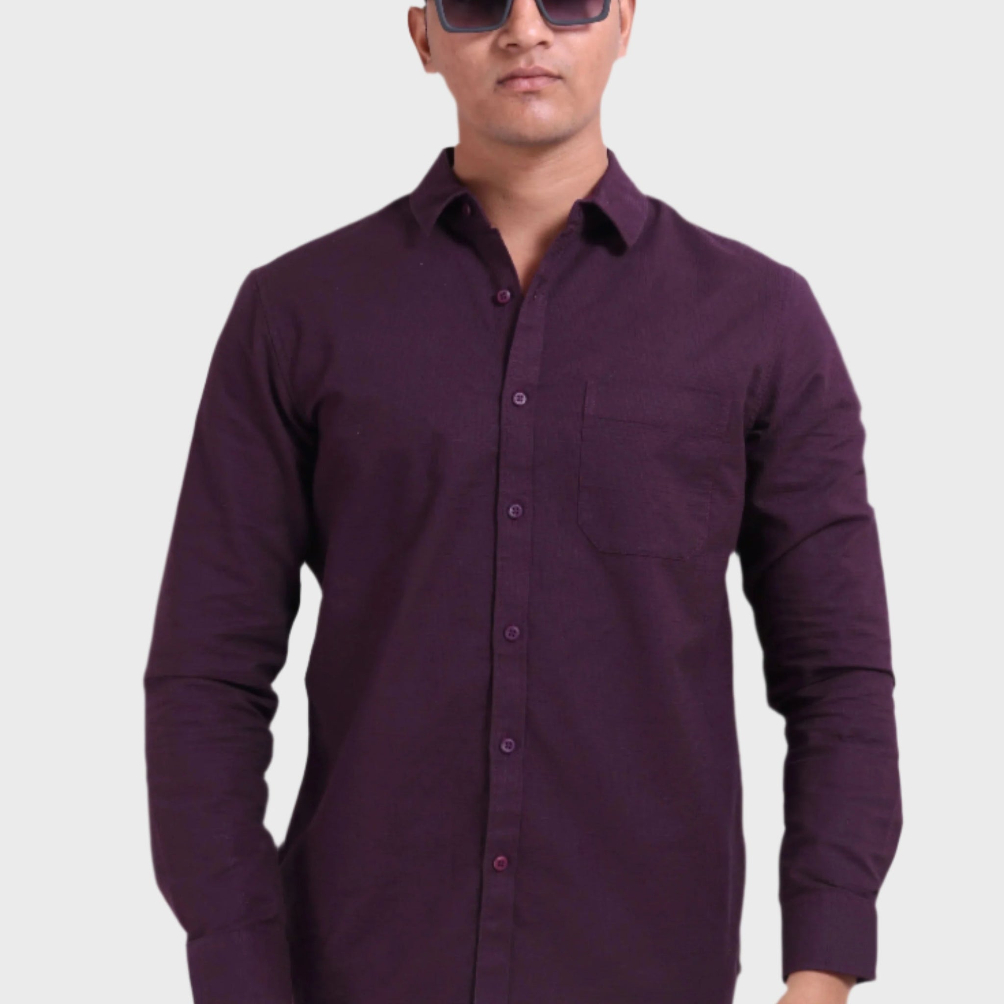 PURPLE TEXTURED SLIM FIT SHIRT