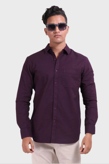 PURPLE TEXTURED SLIM FIT SHIRT