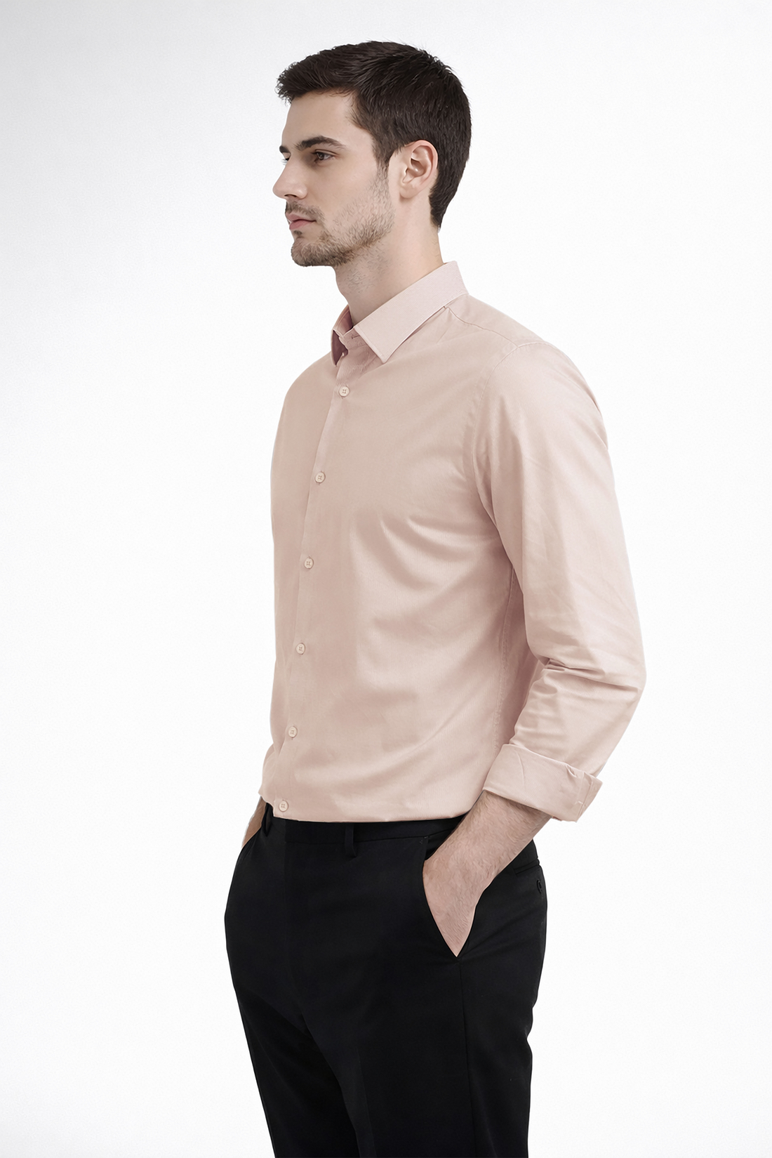 JONESBURG LIGHT BROWN TENCEL SLIM FIT FORMAL SHIRT