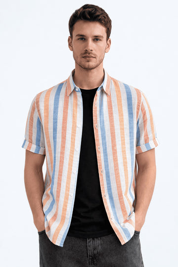 ORANGE STRIPE RELAXED FIT CASUAL SHIRT