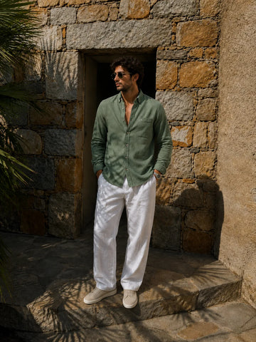 100% COTTON REGULAR FIT OLIVE SHIRT FOR MEN