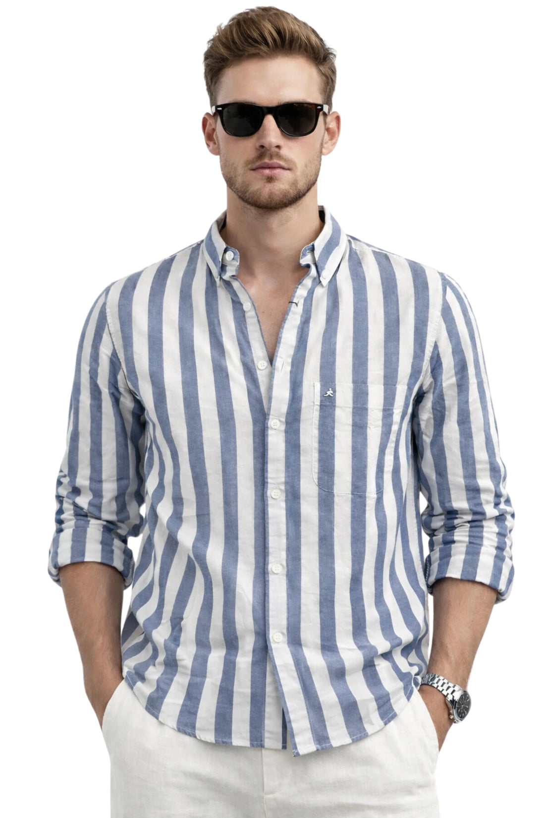 BLUE STRIPE REGULAR FIT CASUAL SHIRT