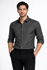 JONESBURG BLACK JACQUARD SLIM FIT FORMAL SHIRT