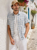 Light Blue Checked Shirt for Men Half Sleeve Regular Fit - XKIND