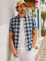 Blue Checked Shirt for Men Half Sleeve Regular Fit - XKIND