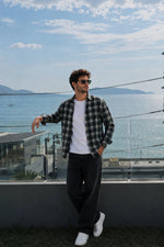 Dark Green Checked Shirt for Men Slim Fit - XKIND