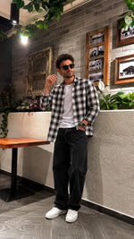 White Checked Shirt for Men Slim Fit - XKIND