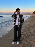 Black Checked Shirt for Men Slim Fit - XKIND