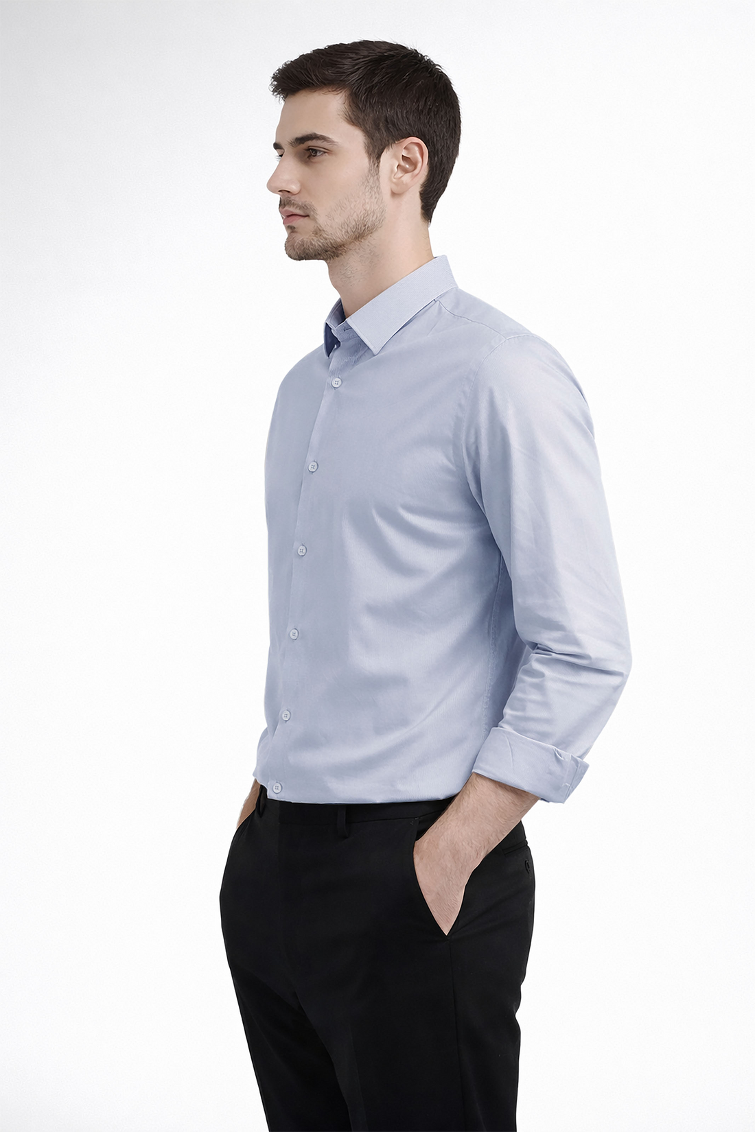 JONESBURG BLUE TENCEL SLIM FIT FORMAL SHIRT