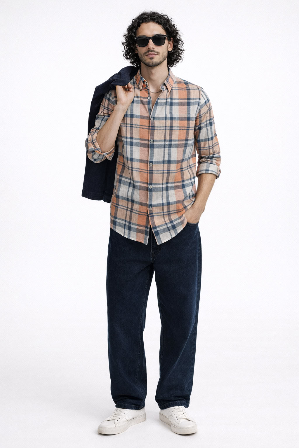 ORANGE CHECKS REGULAR FIT CASUAL SHIRT