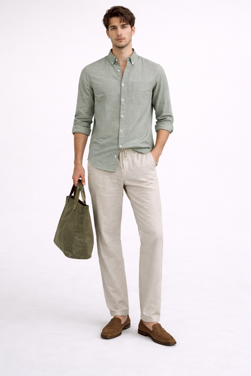 SAGE GREEN OXFORD REGULAR FIT CASUAL SHIRT