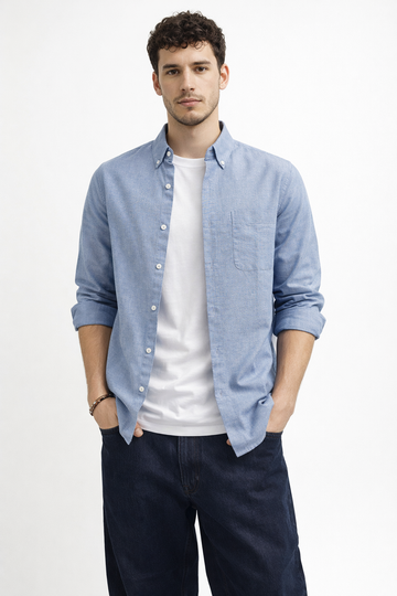 NAVY OXFORD REGULAR FIT CASUAL SHIRT