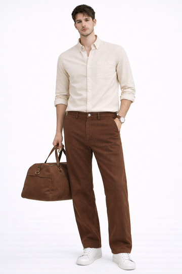 BEIGE OXFORD REGULAR FIT CASUAL SHIRT