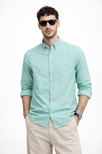 LIGHT GREEN OXFORD REGULAR FIT CASUAL SHIRT